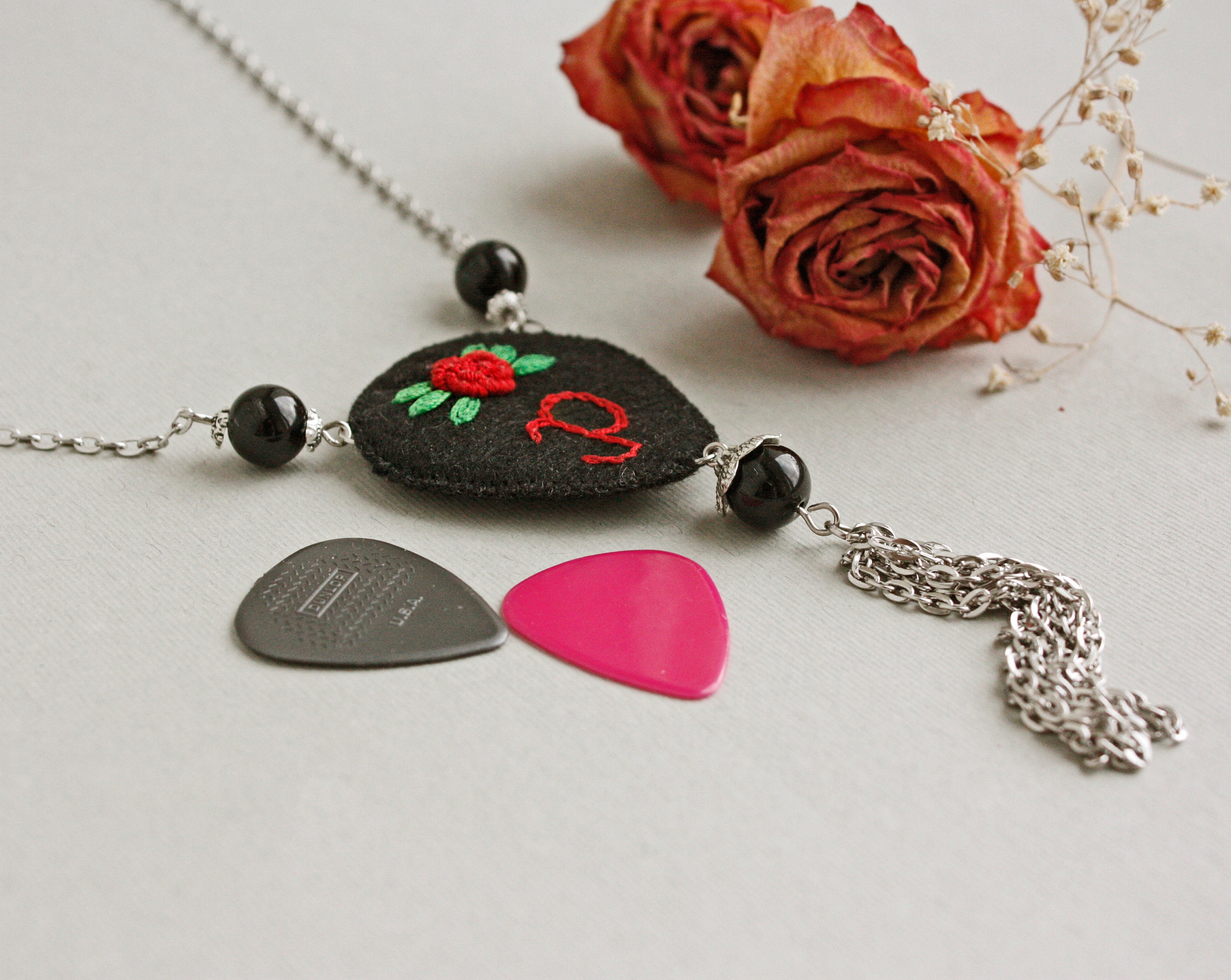 Guitar pick holder necklace personalized Guitar pick case Etsy