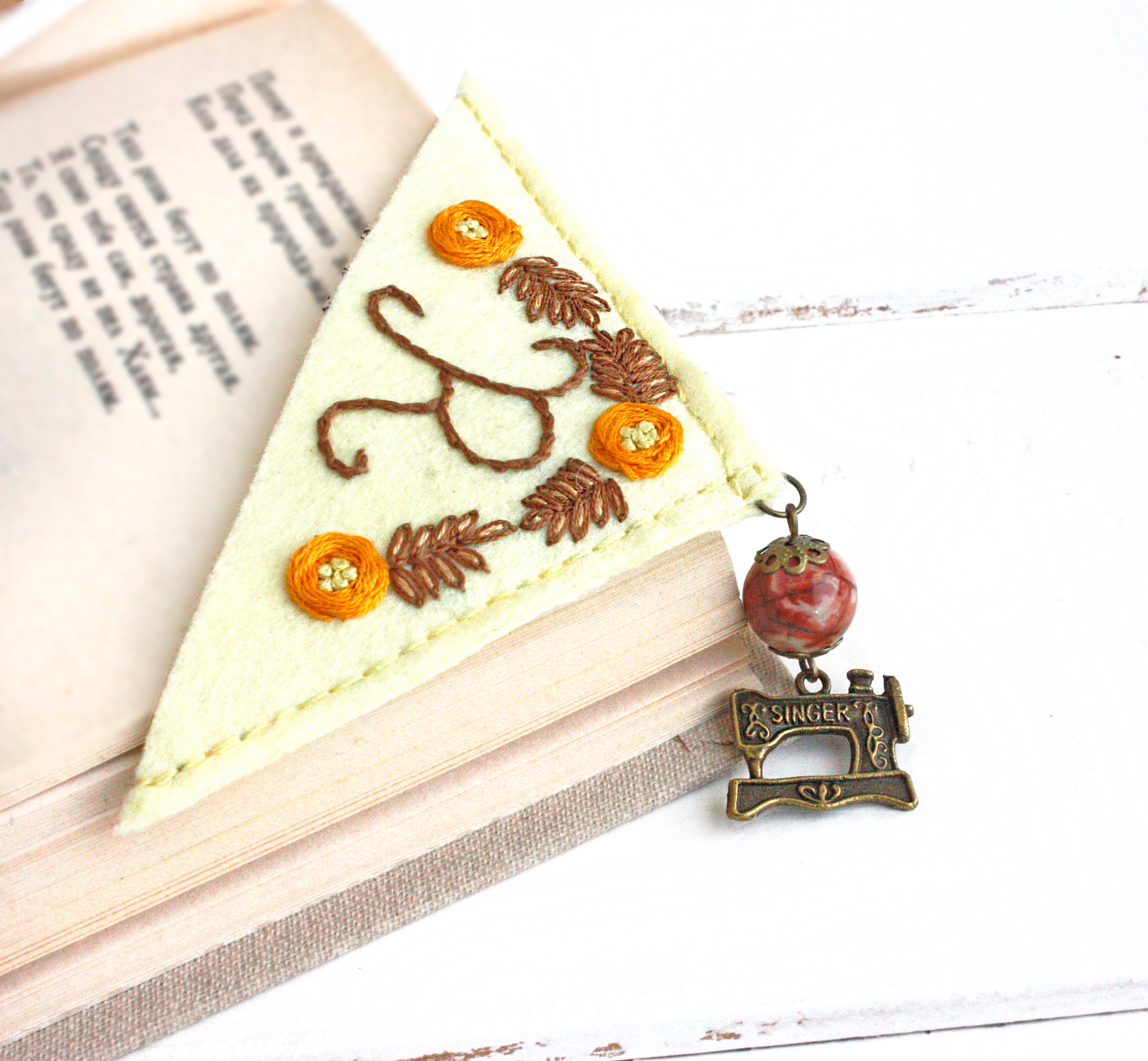 Personalized Bookmark Corner With Initial Felt Bookmark Etsy