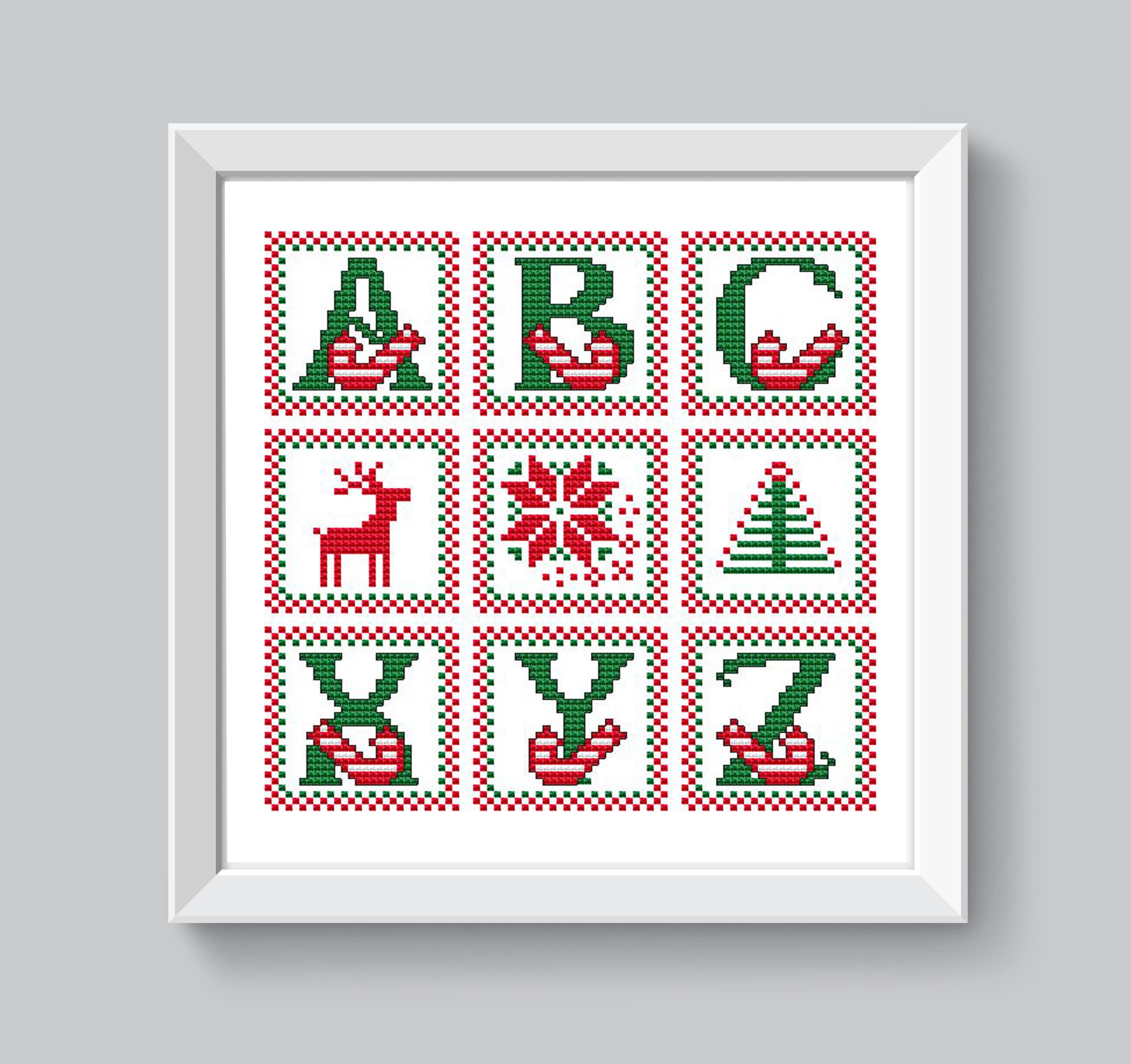 Christmas Alphabet Cross Stitch Pattern Pdf Instant Download Etsy
