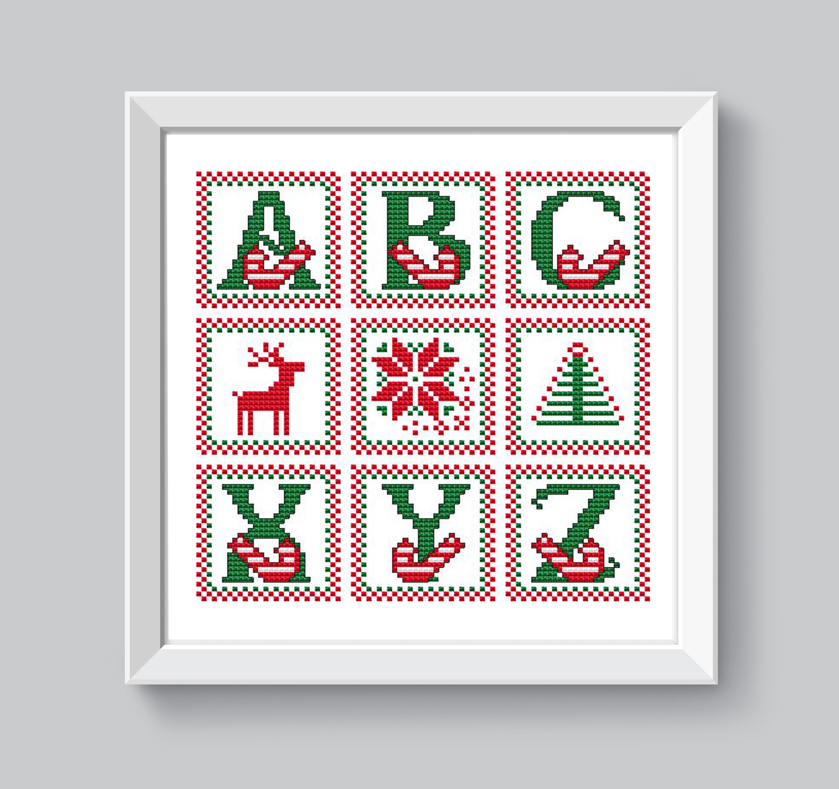 Christmas alphabet cross stitch pattern PDF instant download | Etsy