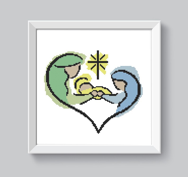 Christmas Cross Stitch Pattern Modern Religious Nativity Scene Etsy