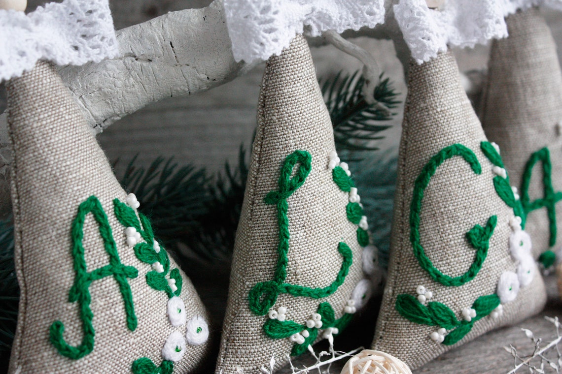 Personalized Christmas Tree Ornament Monogram Initial Etsy