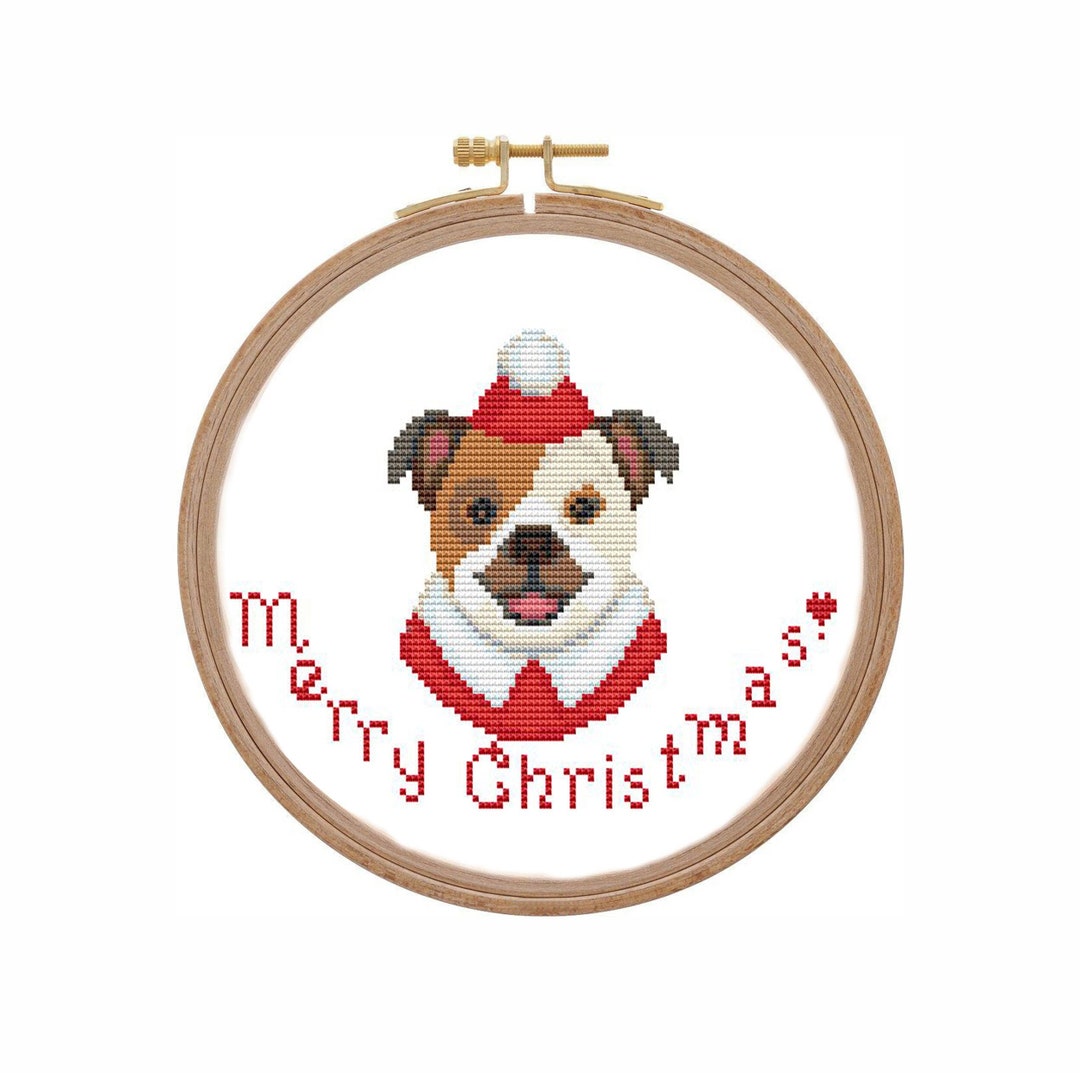 American Bulldog Cross Stitch Pattern Simple Christmas Cross Stitch