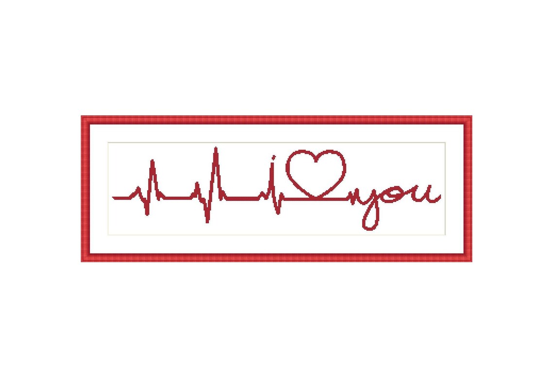 I love you cross stitch pattern modern Valentines cross stitch Etsy