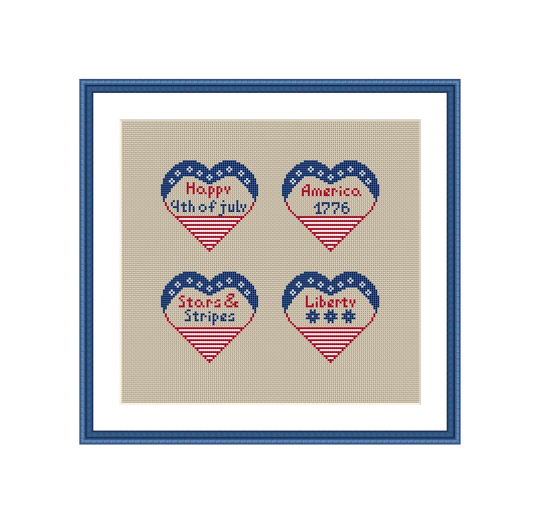 4th of July Cross Stitch Pattern PDF Mini Patriotic Cross Stitch