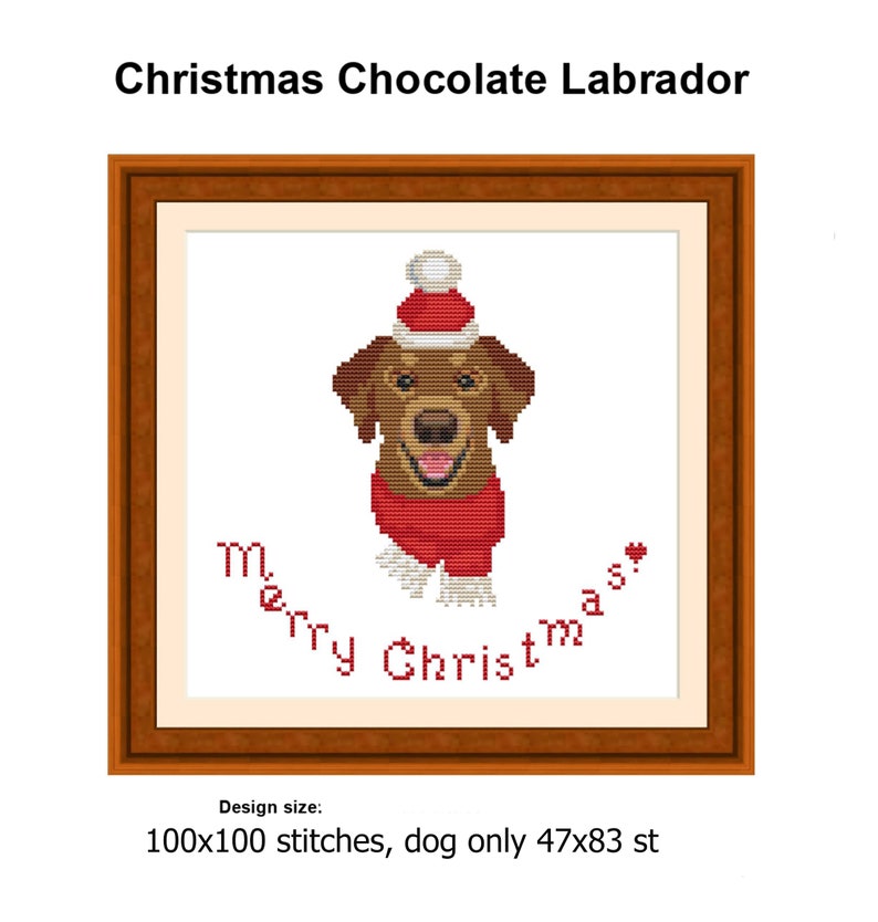 Christmas Dog Cross Stitch Pattern Modern Cross Stitch Pattern Etsy
