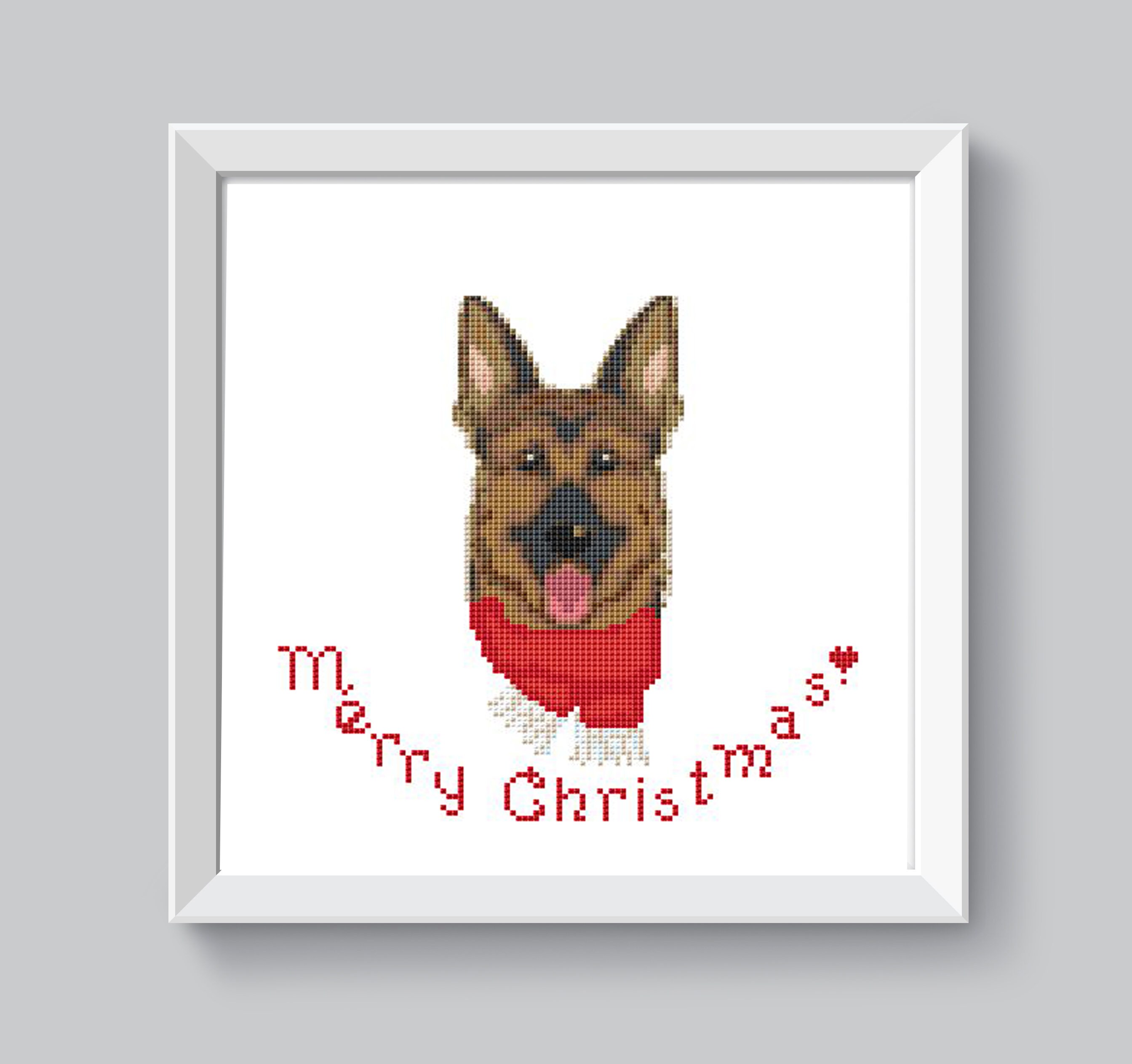 German Shepherd cross stitch pattern Christmas cross stitch Etsy