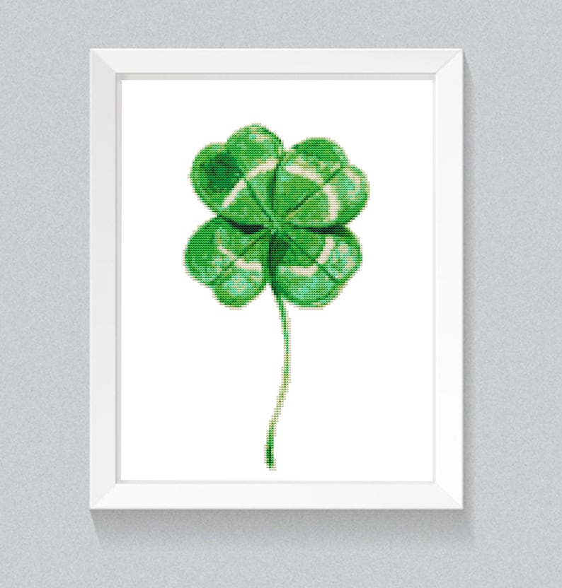 Irish clover cross stitch pattern Modern Watercolor shamrock | Etsy