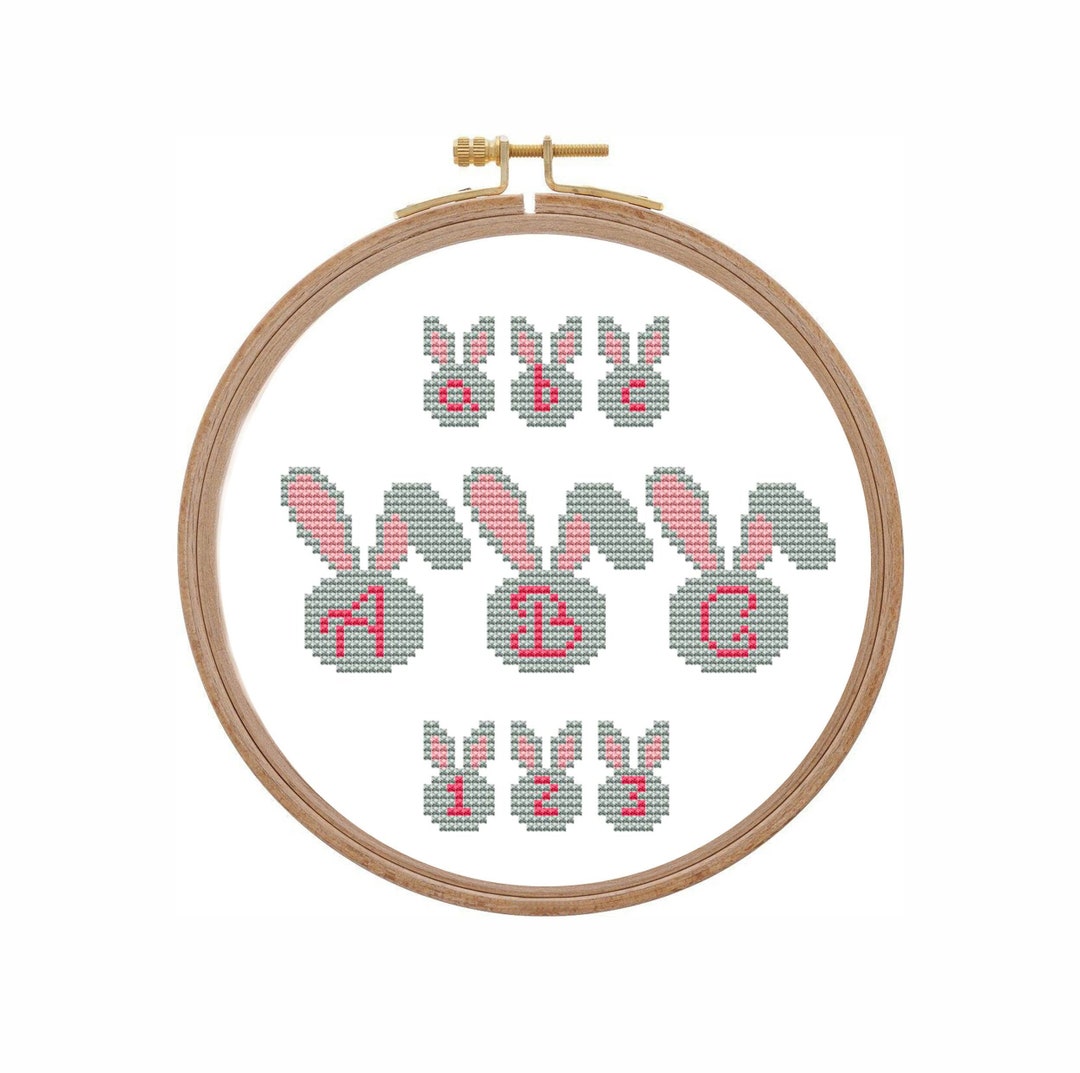Baby Bunny Alphabet Cross Stitch Pattern Easter Uppercase Lowercase ...