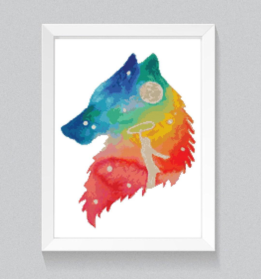 Wolf Silhouette Cross Stitch Pattern Modern Watercolor Cross - Etsy