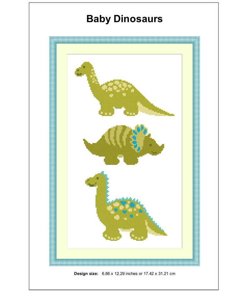 Baby Dinosaur Cross Stitch Pattern Triceratops Nursery Cross Etsy