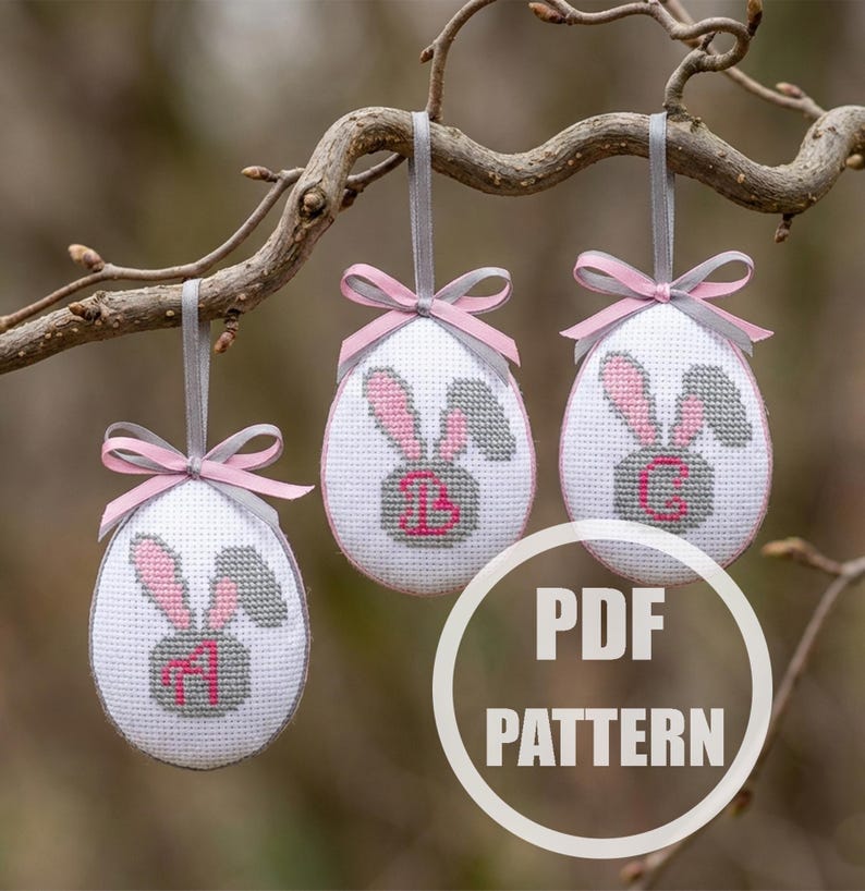 Baby Bunny Alphabet Cross Stitch Pattern Easter Uppercase Lowercase ...