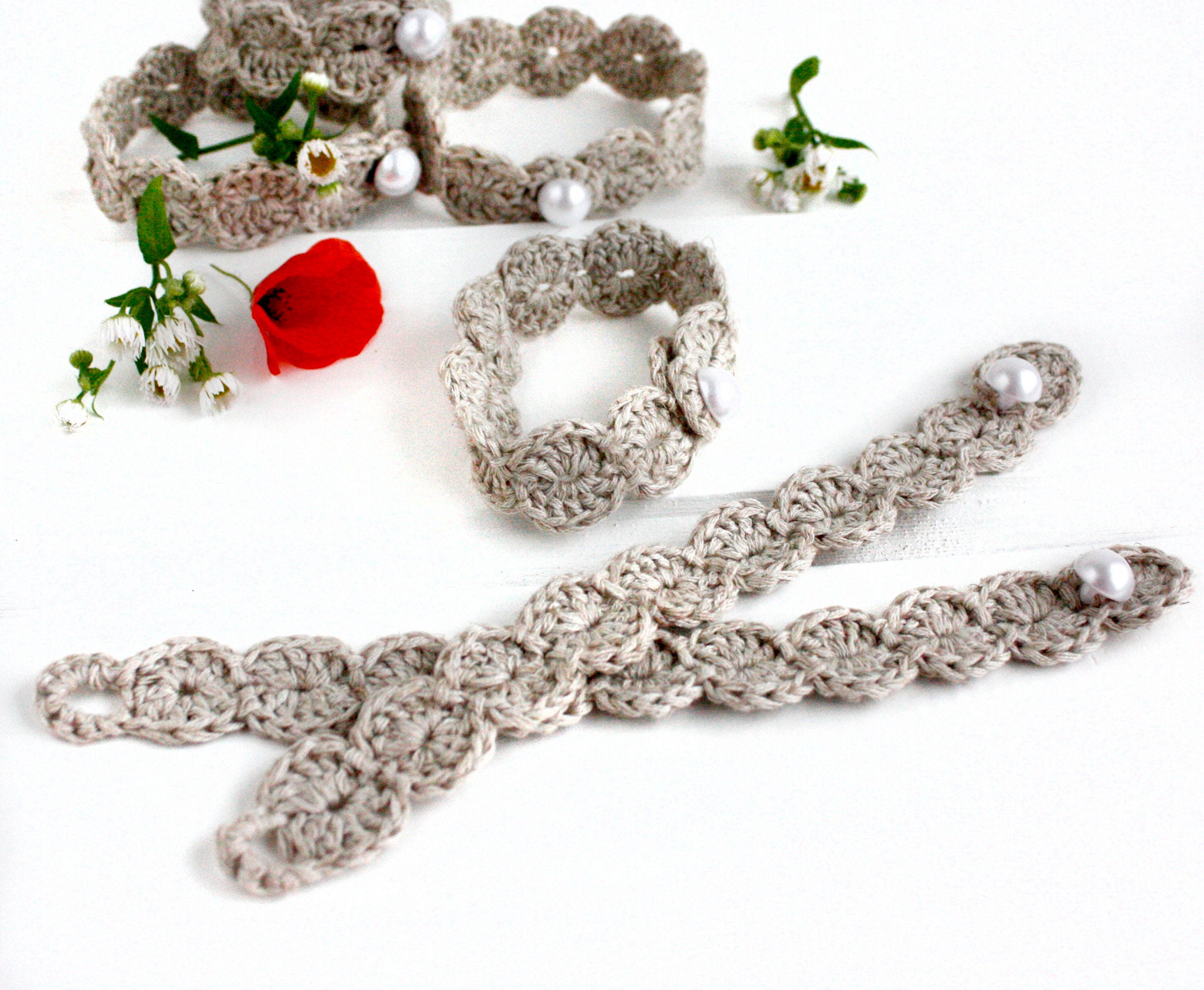 Simple Linen Napkin Rings With Pearl Buttons Rustic Wedding Etsy