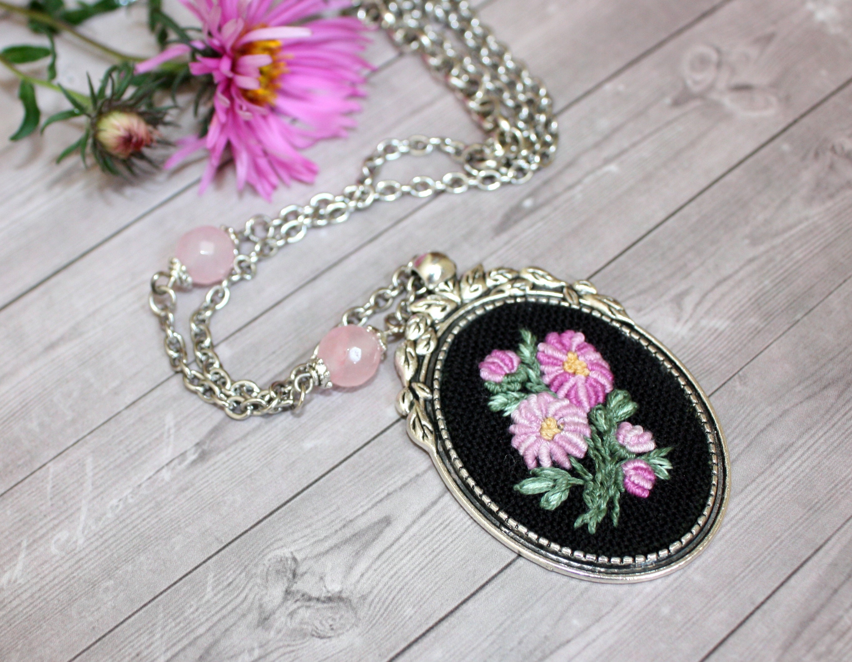 Japanese necklace women Lilac chrysanthemum necklace flower | Etsy