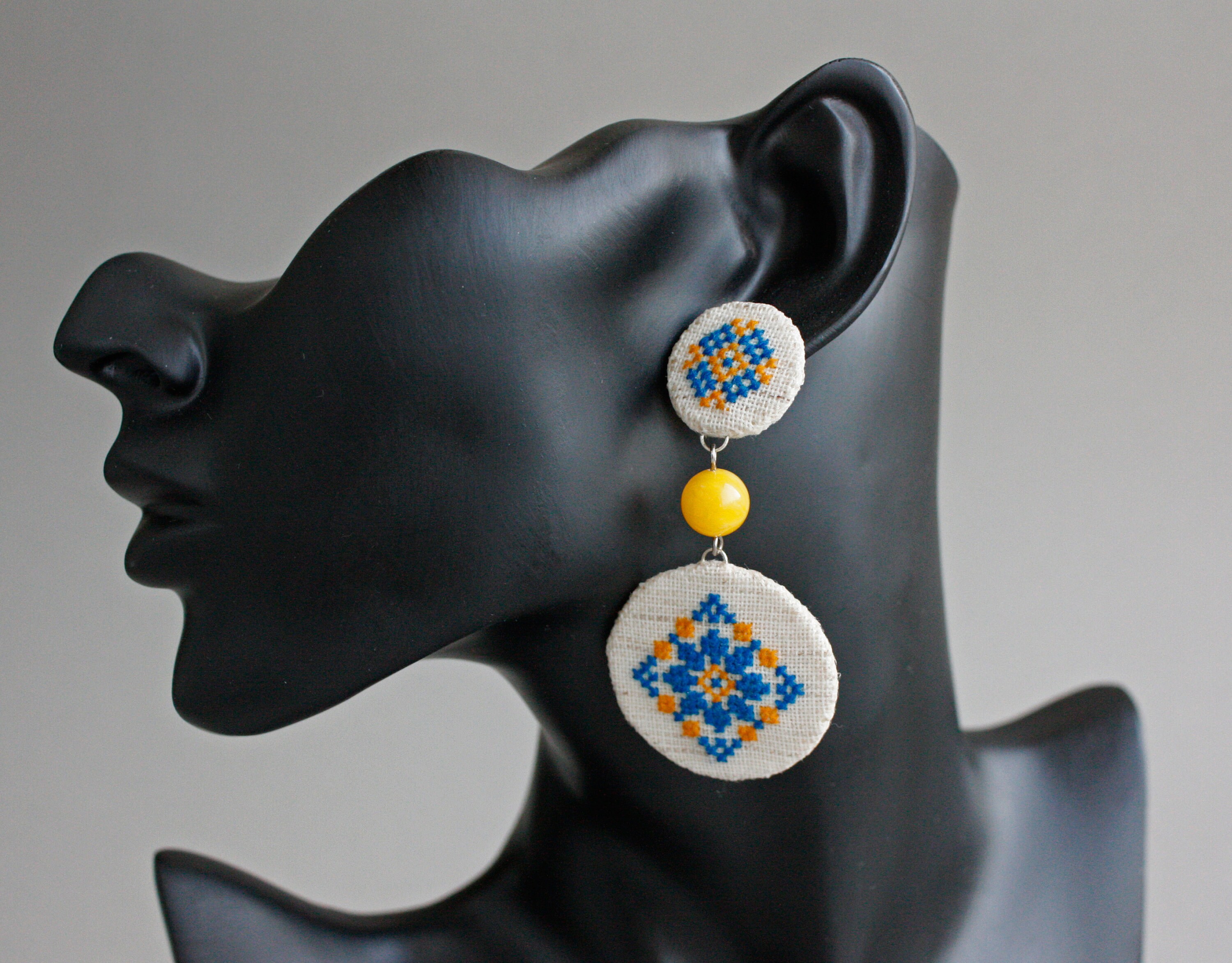 Folk Ukrainian Necklace Pendant Blue Yellow Ukrainian Jewelry Etsy