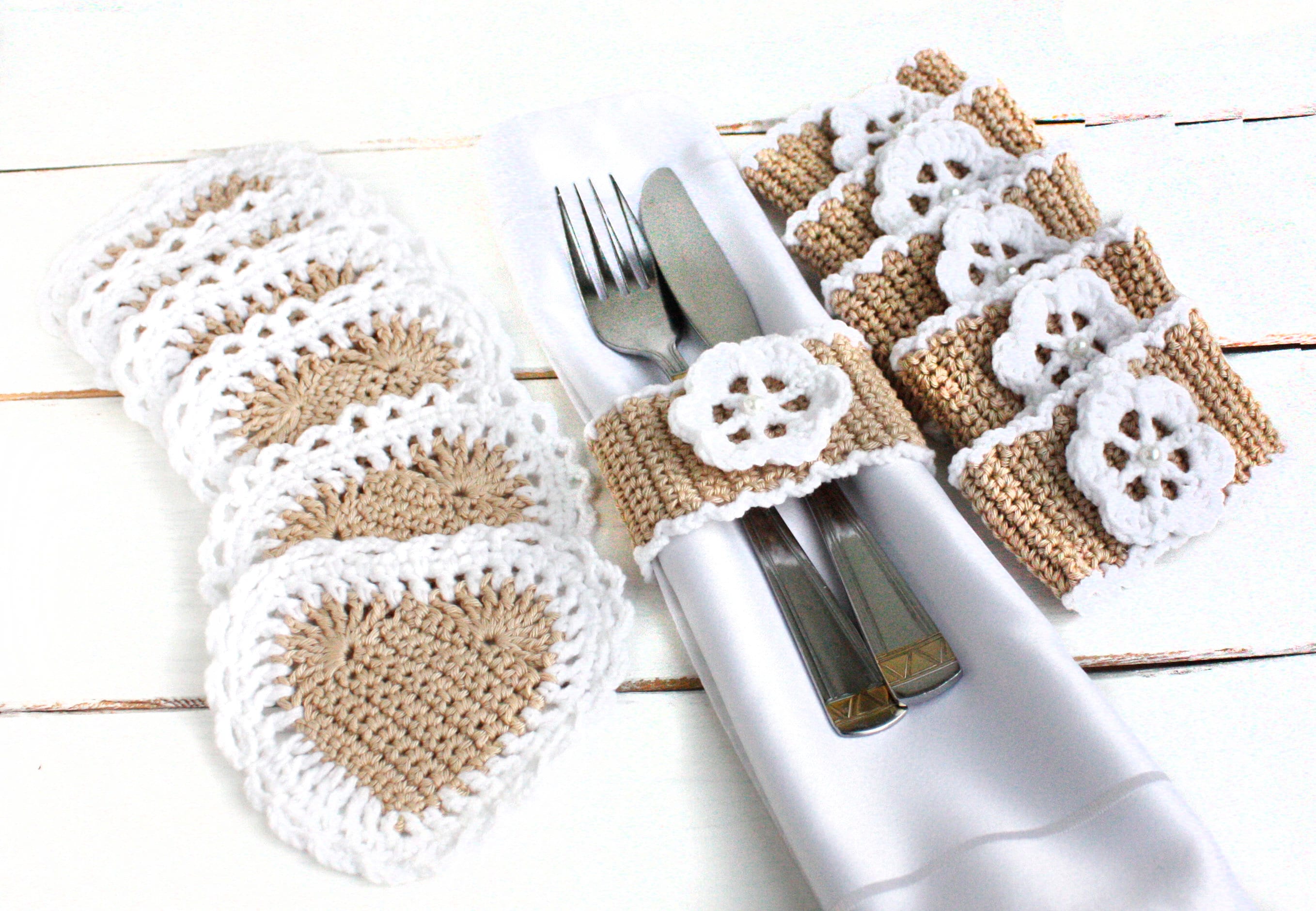 Country Napkin Rings With Flowers Pearl Napkin Rings Farmhouse Etsy