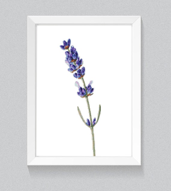 Lavender cross stitch pattern Modern flower cross stitch | Etsy