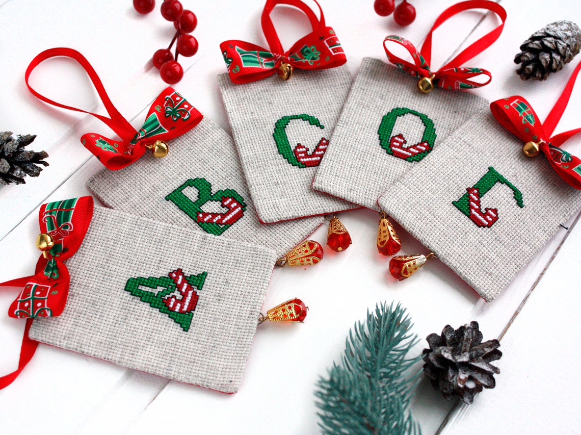 Christmas alphabet cross stitch pattern PDF instant download | Etsy