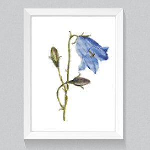 Bluebell cross stitch pattern Single blue flower cross stitch Modern realistic Watercolor wild flower cross stitch Botanical floral