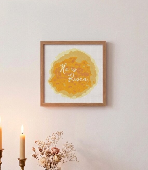 Watercolor Easter cross stitch pattern modern Bible verse religious cross stitch counted Psalm quote He is risen Christian catholic