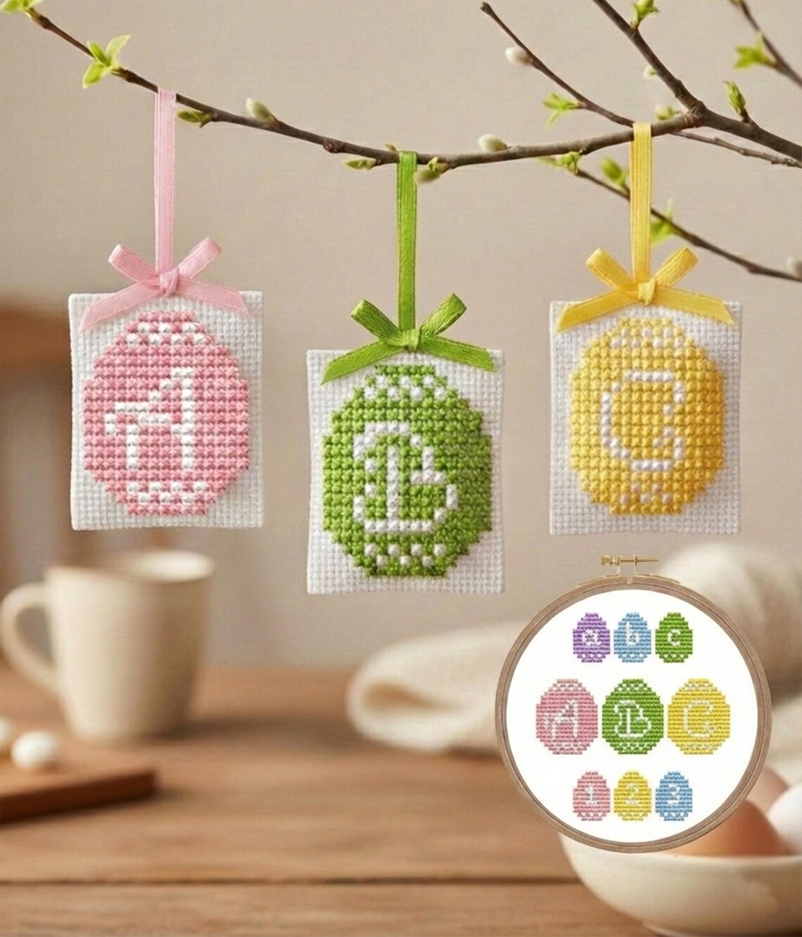 Mini Easter Egg Cross Stitch Pattern Font Uppercase Lowercase Letters ...
