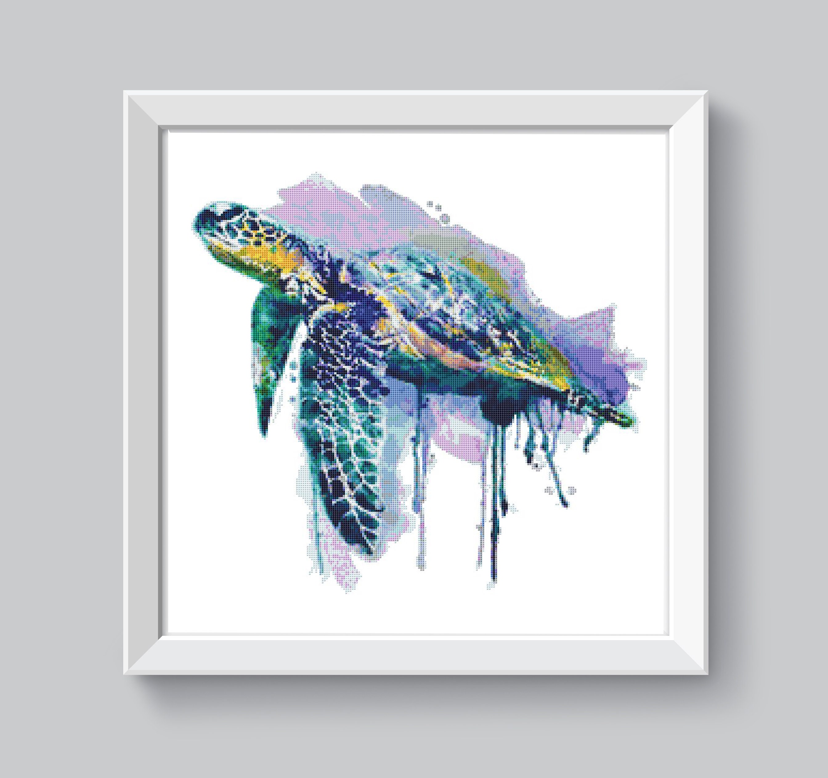 Sea turtle cross stitch pattern Modern ocean creature Xstitch | Etsy