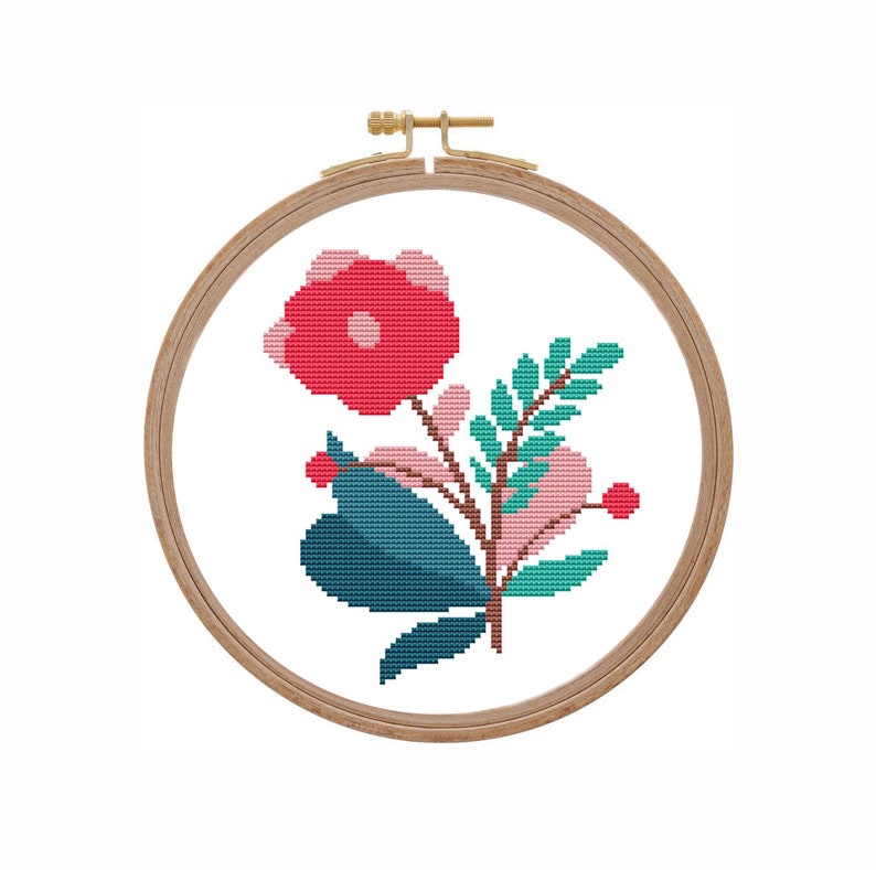 Small Flower Cross Stitch Pattern Scandinavian Flower Cross Etsy