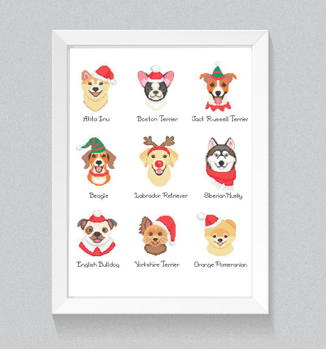 Christmas Ornament Cross Stitch Pattern Dog Modern Cross Stitch Pattern