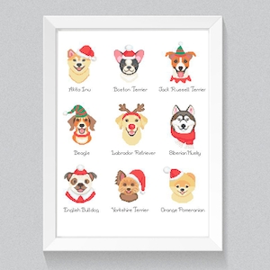 Christmas ornament cross stitch pattern dog Modern cross stitch pattern Christmas dog cross stitch card Dog ornament cross stitch pdf