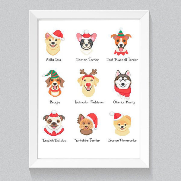 Christmas ornament cross stitch pattern dog Modern cross stitch pattern Christmas dog cross stitch card Dog ornament cross stitch pdf