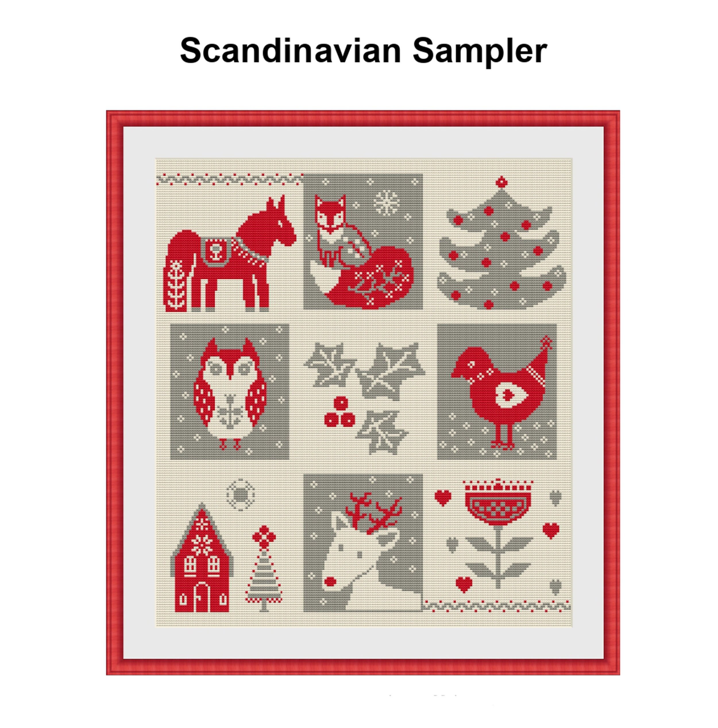 Nordic Christmas Cross Stitch Pattern Modern Folk Scandinavian Etsy