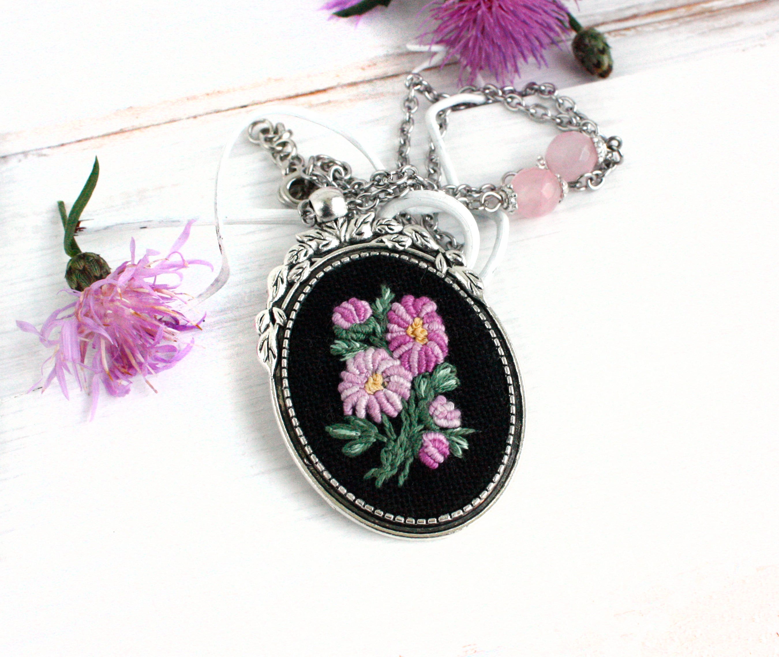 Japanese necklace women Lilac chrysanthemum necklace flower | Etsy