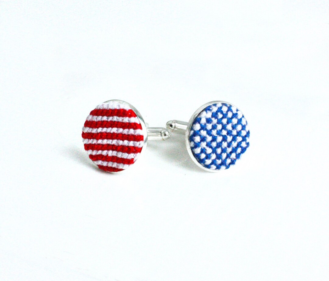 Patriotic Cufflinks for Groomsmen USA Flag Cufflinks 4th of July