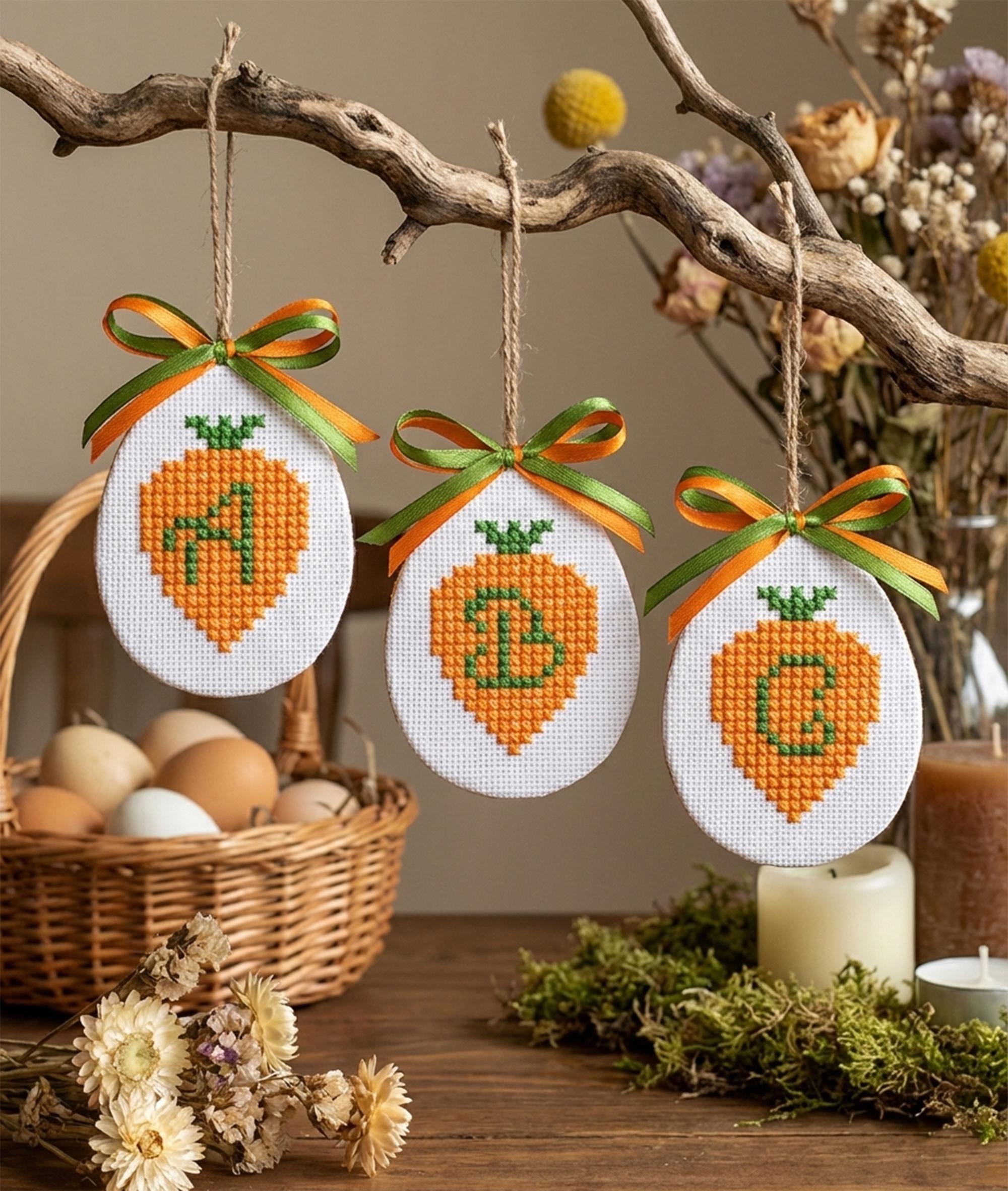 Carrot Font Cross Stitch Pattern Easter Uppercase Lowercase Letters ...
