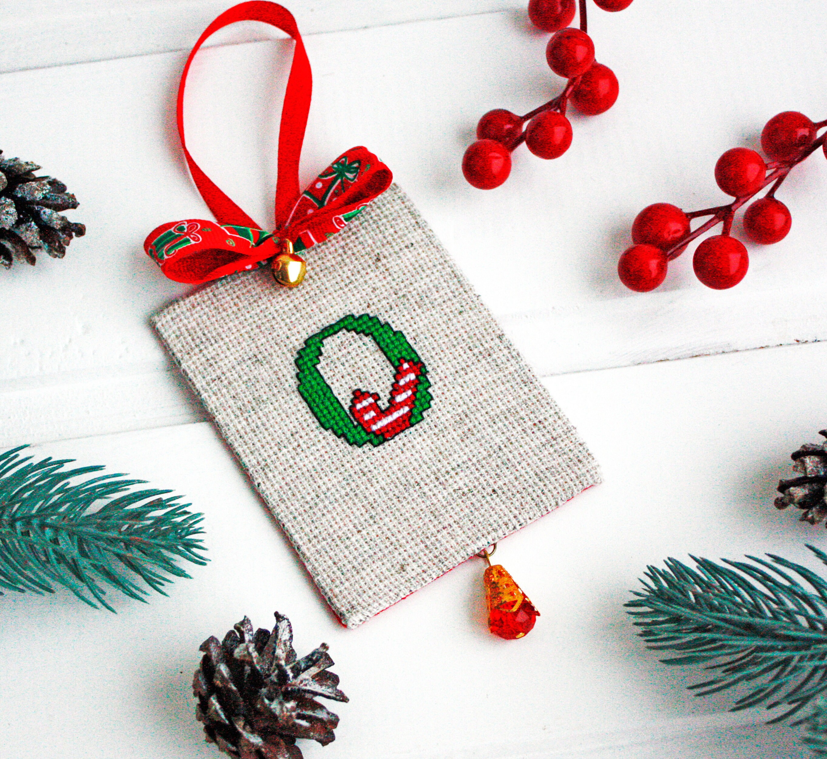 Hand embroidered Christmas ornament monogrammed Personalized Etsy