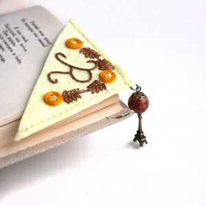 Felt corner bookmark personalized Custom initial bookmark charm Jasper beaded bookmark monogrammed Paris gift for her Bookmark for women