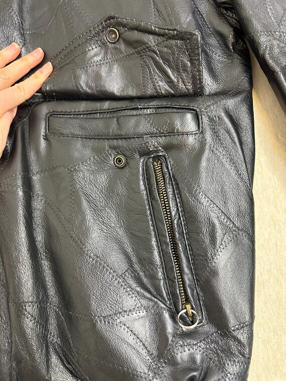 1990s vintage Patchwork leather jacket - image 4