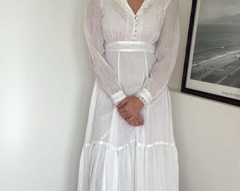 Roberta of California vintage 1970s prairie/boho/western/bridal dress
