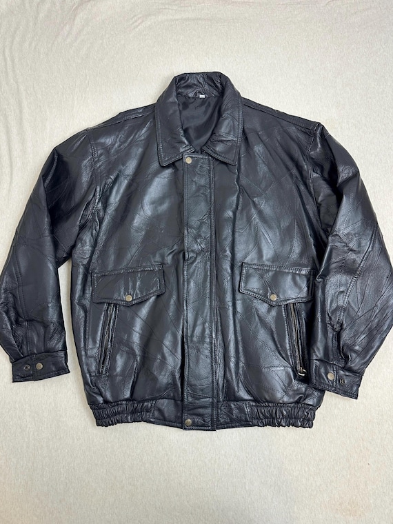 1990s vintage Patchwork leather jacket - image 1
