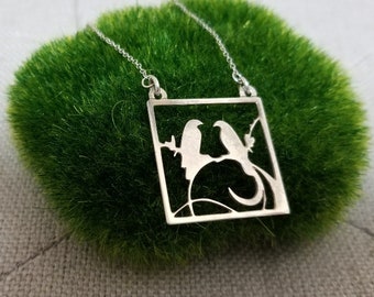 Love Birds Necklace - Sterling Silver Choker