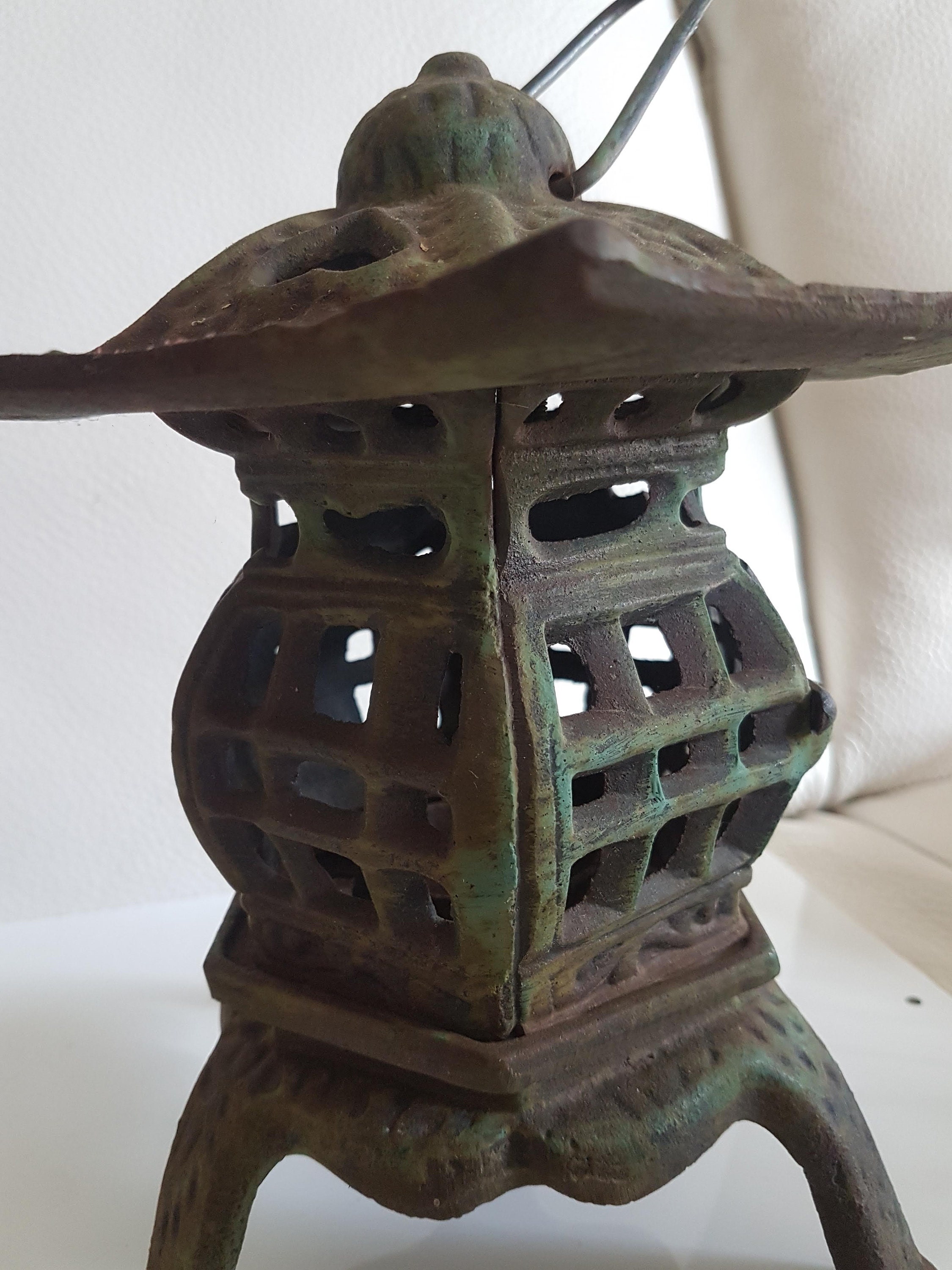Antique Cast Iron PAGODA Candle Lantern Japanese Oriental Antique Cast Iron PAGODA Candle Lantern Japanese Oriental