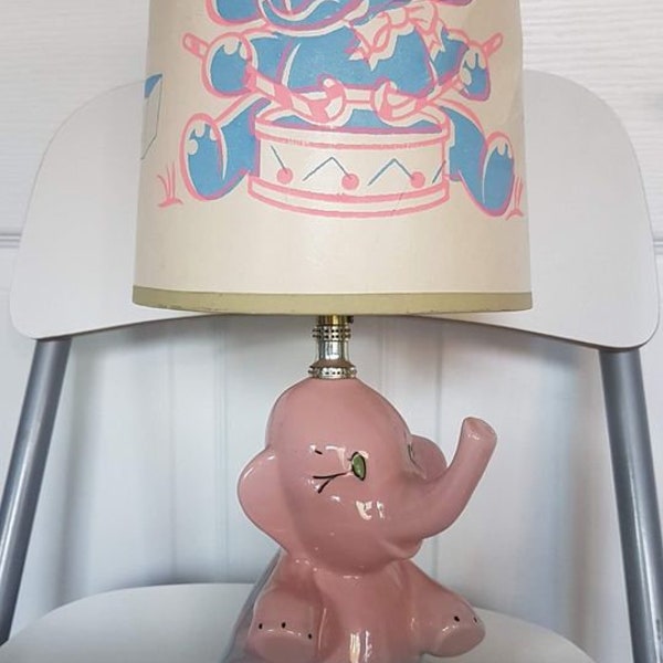 Vintage 1950's Elephant Lampe mit Originalschirm MCM Baby Kinderzimmer