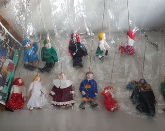 NEW Marionette Dolls Hand Puppets 12 Pieces Set from Czech Republic 1960's Fairy Tales Vintage in Box