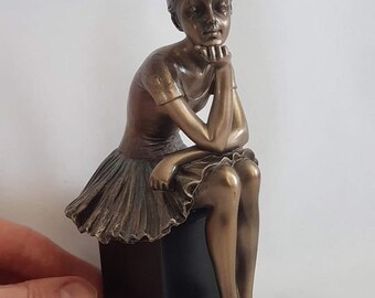 Young Ballerina Bronze Metal Figurine Sculpture Body Talk 'L' Attente Ballet Dancer