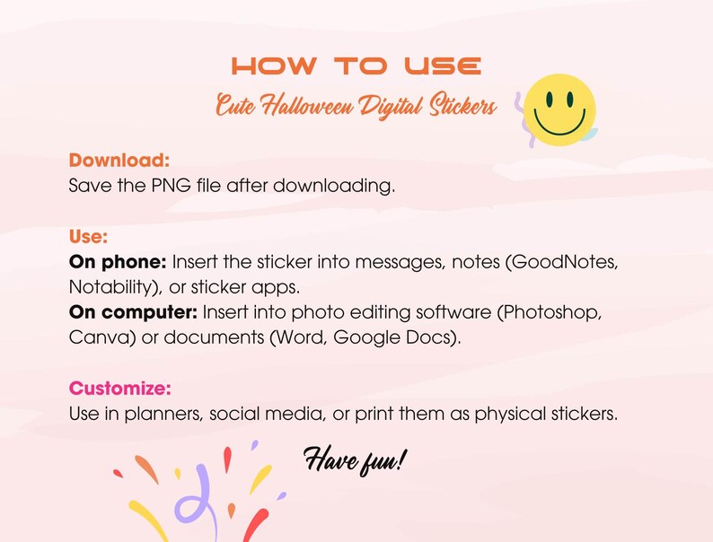 8 Cute Halloween Digital Stickers Highquality PNG & PDF Perfect for