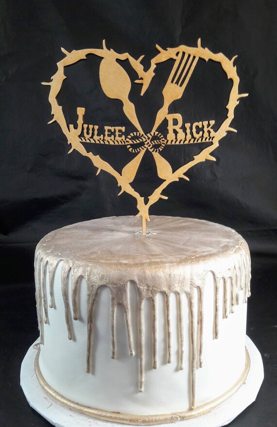 Rustic Country Style Personalized Wedding Cake Topper With Etsy