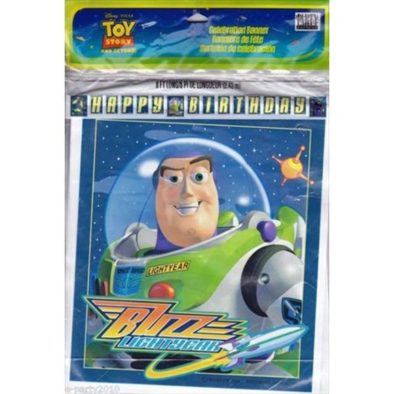 Toy Story Buzz Lightyear Happy Birthday Party Plastic Banner Etsy