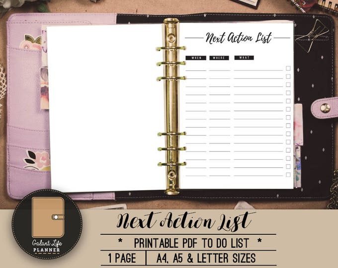 Next Action List Printable PDF Planning Tool - Etsy