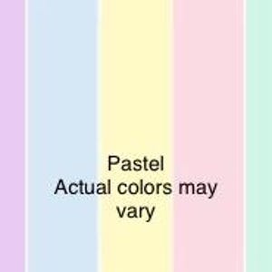 May include: A vertical striped pattern featuring alternating pastel colors of lavender, light blue, pale yellow, soft pink, and mint green. The text "Pastel" and "Actual colors may vary" is printed in black in the center of the image.