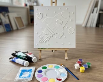 Paint Your Own 3D Textured Canvas Painting Kit: Acrylic Art Set for kids